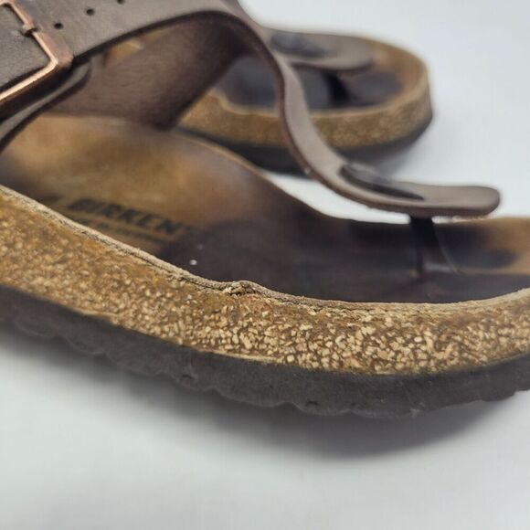 Birkenstock Sandal Women EU35 US4 Gizeh Brown Birko Flor Comfort Slides Thong - Picture 9 of 11